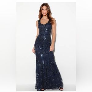 Lulus Navy Sequin Maxi Dress